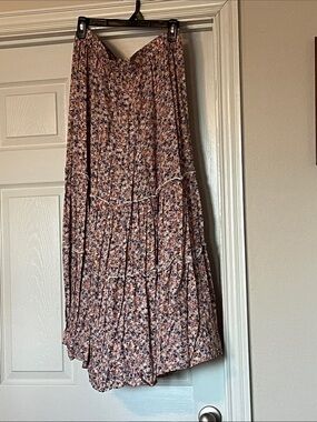 Floral Tiered Maxi Skirt - Blush Multi